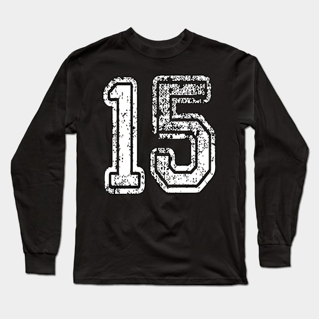 Number 15 Grungy in white Long Sleeve T-Shirt by Sterling